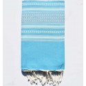 Fouta arabesque bleu céleste et bleu pastel