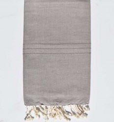 Fouta anglaise taupe avec surpiqûre