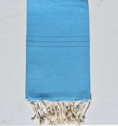 Fouta anglaise bleu azur avec surpiqûre