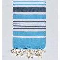 Fouta oslo couleur blanche, bleu azur et ardoise