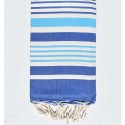 Fouta Oslo en blanc crème, azur et bleu