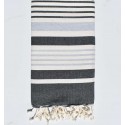 Fouta Oslo blanc crème, gris clair et gris noir