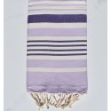Fouta Oslo en blanc crème, violet et parme