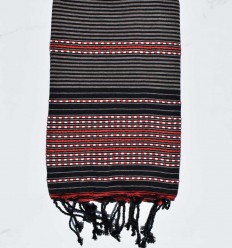 Fouta arabesque grège et gris noir