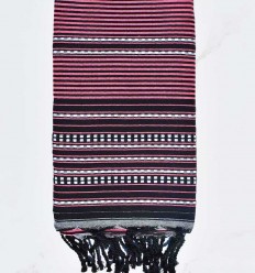 Fouta arabesque anthracite et rose fluo