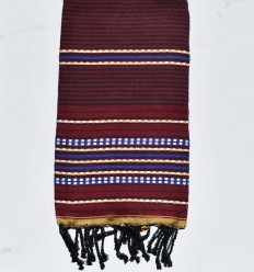 Fouta arabesque rouge foncé avec rayures