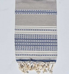 Fouta arabesque écru clair avec rayures noire