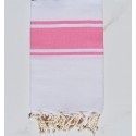 Fouta Plate Blanche bandes rose clair