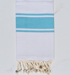 Fouta blanche Bandes bleu...