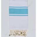 Fouta blanche Bandes bleu Cæruleum