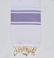 Fouta blanche bandes parme