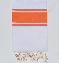 Fouta plate blanche avec bandes orange