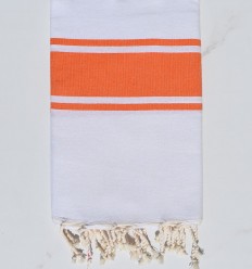 Fouta blanche bandes orange