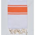 Fouta plate blanche avec bandes orange