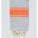 Fouta gris bandes orange