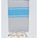 telo mare piatto Cotone riciclato in grigio e   blu celeste