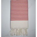 Fouta nid d'abeille zèbre rouge