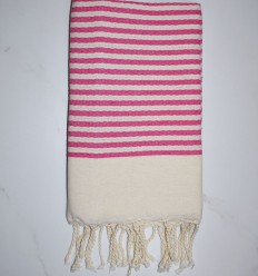 Fouta nid d'abeille zèbre rose fuchsia 2