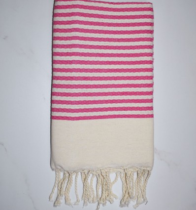 Fouta nid d'abeille zèbre rose fuchsia