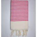 Fouta nid d'abeille zèbre rose fuchsia