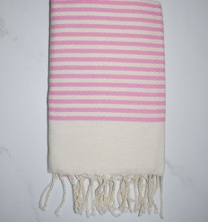 Fouta nid d'abeille zèbre rose