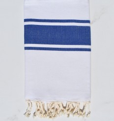 Fouta blanche bandes bleues