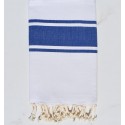 Fouta blanche bandes bleues