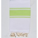 Fouta blanche bandes vert anis