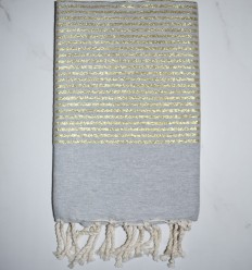 Beach towel lurex flat dark mouse gray with golden lurex thread
