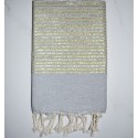 Beach towel lurex flat dark mouse gray with golden lurex thread