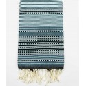 Fouta Arabesque bleu canard et bleu pastel - FOUTA TUNISIA