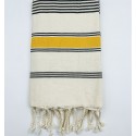 Fouta Dina écru, noir et jaune