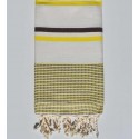 Fouta chevron blanc crème, jaune et marron