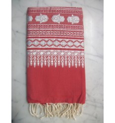 Fouta khomsa rouge grenadine