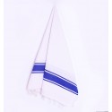 Fouta blanche bandes bleues