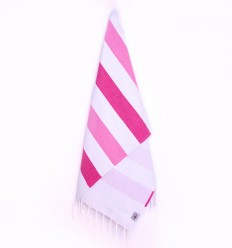 Fouta rose clair et fuchsia doublée éponge - Fouta absorbante 2