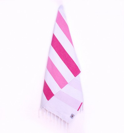 Fouta rose clair et fuchsia doublée éponge - Fouta absorbante