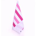 Fouta rose clair et fuchsia doublée éponge