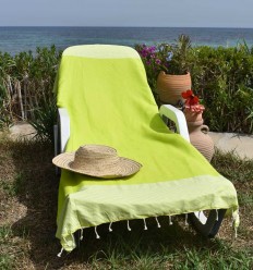Fouta nid d'abeille couleur vert lime avec rayures 2