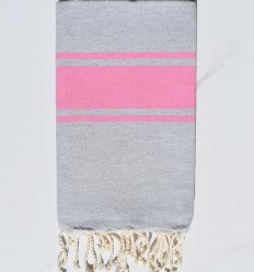 Fouta gris bandes rose