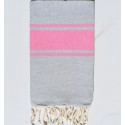 Fouta gris bandes rose