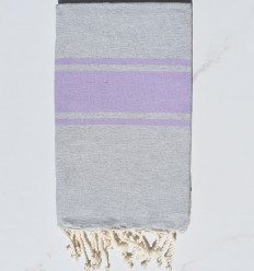 Fouta gris bandes parme