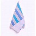 Fouta bleu et bleu azur doublée éponge