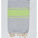 Fouta gris bandes vert anis