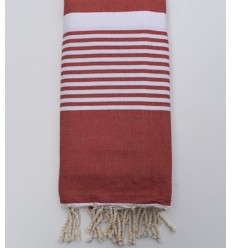 Jeté rouge ponceau avec rayures