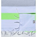 Fouta vert fluo et gris doublée éponge - Fouta absorbante