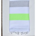 Bright green and gray beach towel lined with sponge