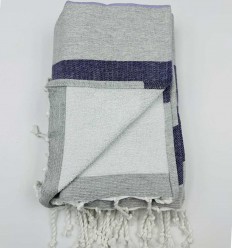 Fouta parme et violet doublée éponge
