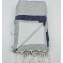 Fouta parme et violet doublée éponge