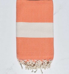 Fouta Diamant orange corail - FOUTA TUNISIA